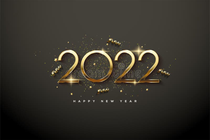 2022 gelukkig nieuwjaar met dunne gouden getallen en goudvlekken.