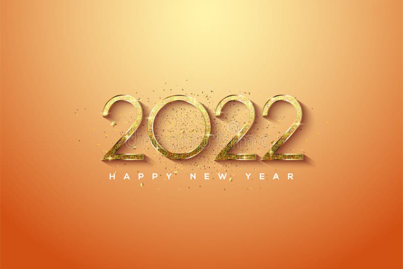 2022 gelukkig nieuwjaar met dunne goudglitternummers.