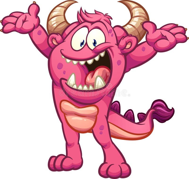 Gelukkig opgewekt roze beeldverhaalmonster vector illustratie Gelukkig opgewekt roze beeldverhaalmonster vector illustratie
