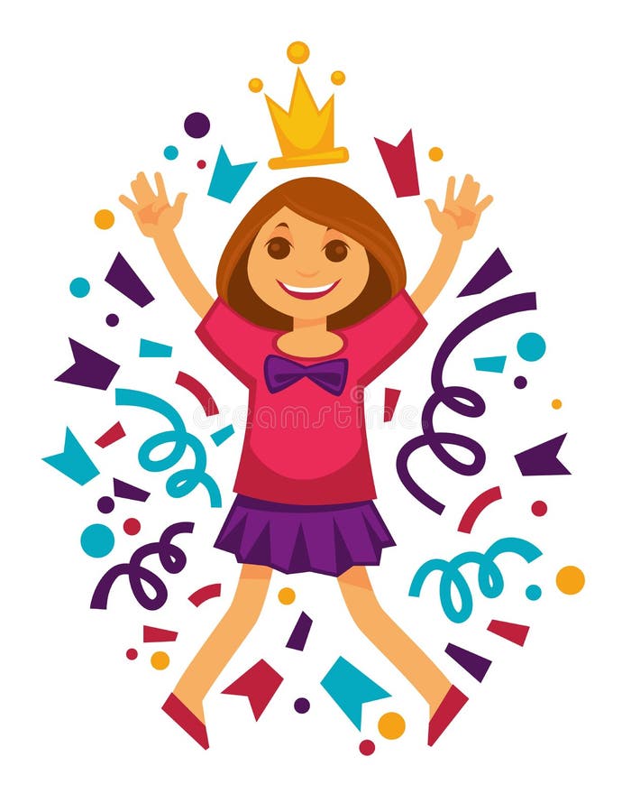 Gelukkig van de de confettienpartij van de feestvarkenprinses vector het ontwerpmalplaatje voor groetkaart stock illustratie Gelukkig van de de confettienpartij van de feestvarkenprinses vector het ontwerpmalplaatje voor groetkaart stock illustratie