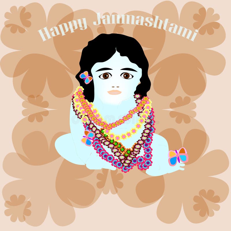 Gelukkig weinig Krishna in kleuren stock illustratie Gelukkig weinig Krishna in kleuren stock illustratie