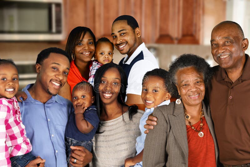 Large group of African American family members. Large group of African American family members