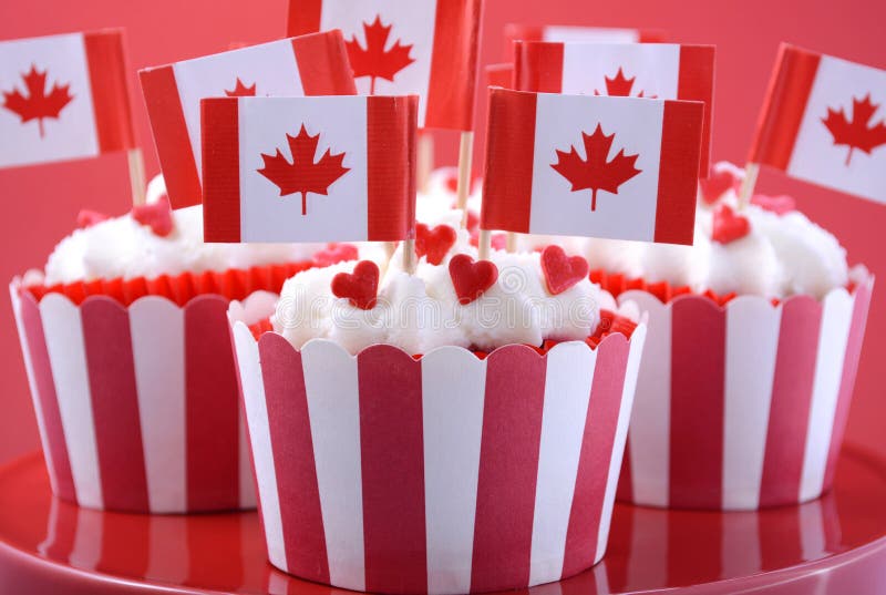 Gelukkige de Dagpartij Cupcakes van Canada stock foto Gelukkige de Dagpartij Cupcakes van Canada stock foto