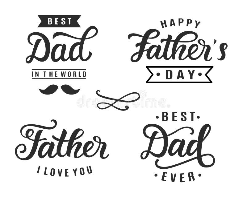 Gelukkige de hand van letters voorziende kentekens van de Vaderdaggroet