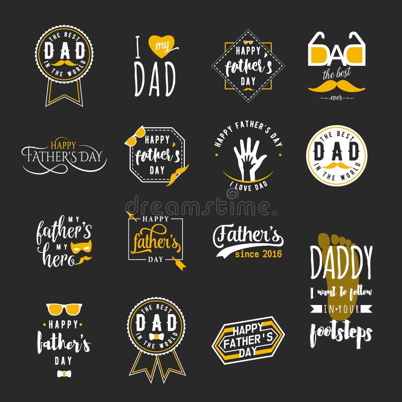 Gelukkige de wensenbekledingen van de vadersdag, het van letters voorzien de reeks van het etikettenontwerp Retro vaderkentekens vector illustratie Gelukkige de wensenbekledingen van de vadersdag, het van letters voorzien de reeks van het etikettenontwerp Retro vaderkentekens vector illustratie