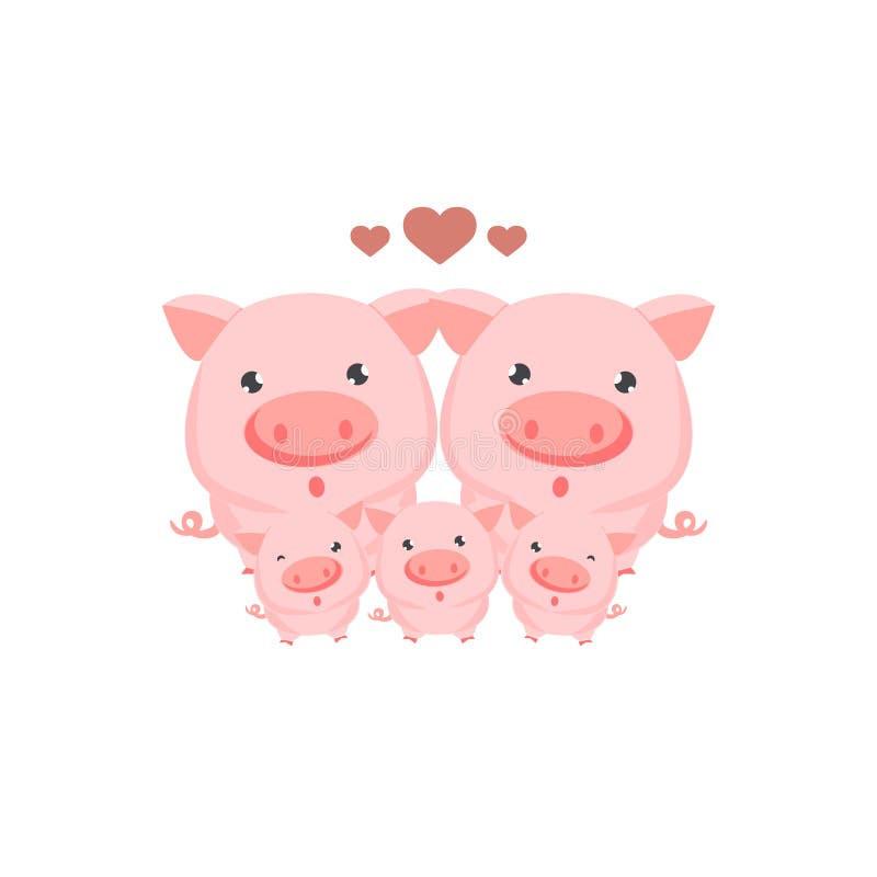 Gelukkige familie van varkenskaart vector illustratie Gelukkige familie van varkenskaart vector illustratie