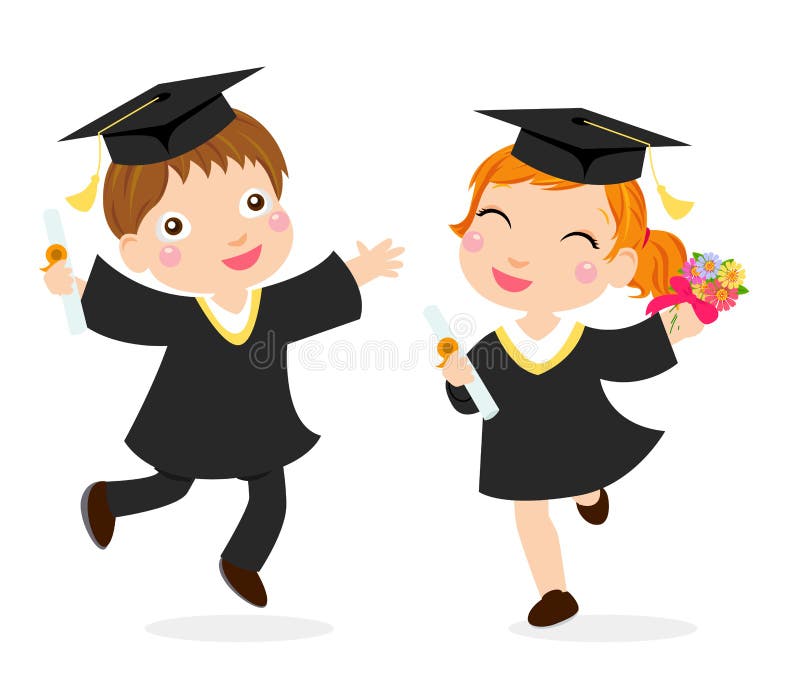 Gelukkige Gediplomeerden vector illustratie Gelukkige Gediplomeerden vector illustratie