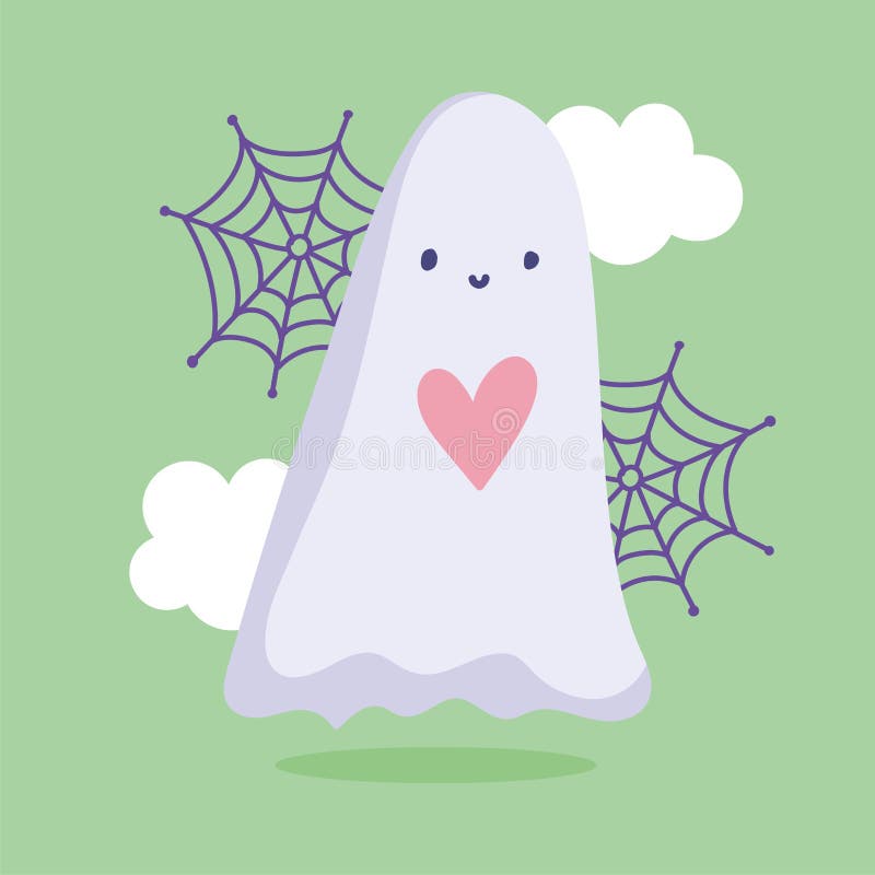 Gelukkige halloween leuke spookhartwolken en een webtruc of een prettige feestdag