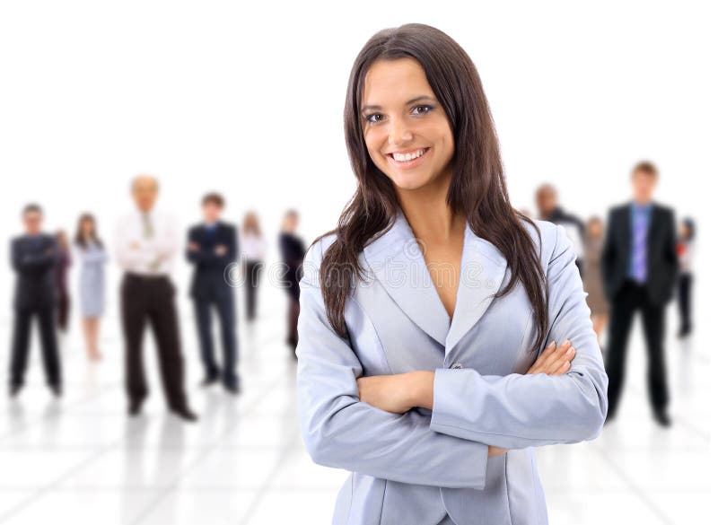 Gelukkige jonge zakenvrouw stock afbeeldingen