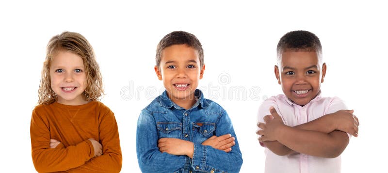 Gelukkige kinderen die camera bekijken stock foto's Gelukkige kinderen die camera bekijken stock foto's