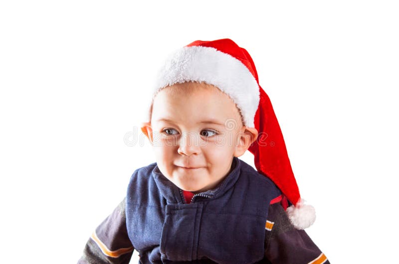 Gelukkige kinderen in santahoed royalty-vrije stock afbeeldingen