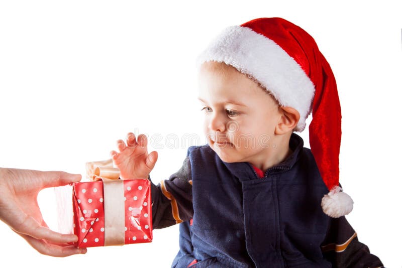 Gelukkige kinderen in santahoed royalty-vrije stock foto's