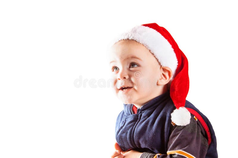 Gelukkige kinderen in santahoed royalty-vrije stock afbeeldingen