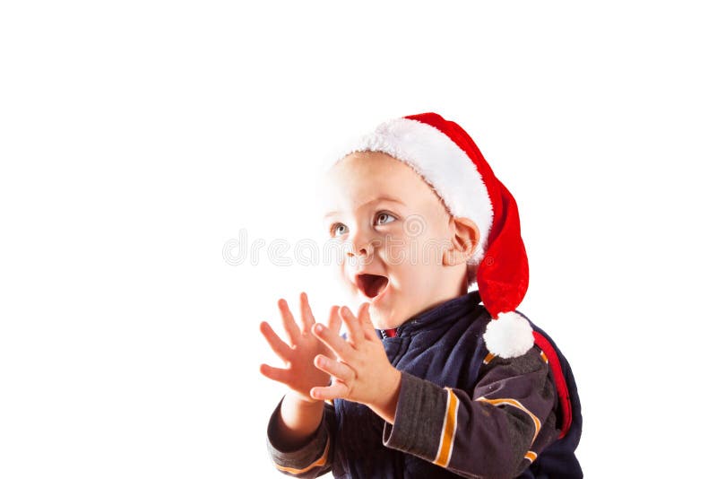 Gelukkige kinderen in santahoed royalty-vrije stock afbeelding