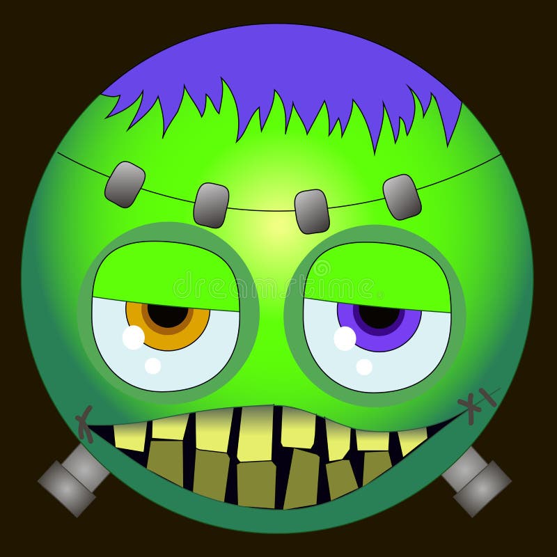 Gelukkige Leuke Frankenstein emojismiley van Halloween clipart eps royalty-vrije illustratie Gelukkige Leuke Frankenstein emojismiley van Halloween clipart eps royalty-vrije illustratie