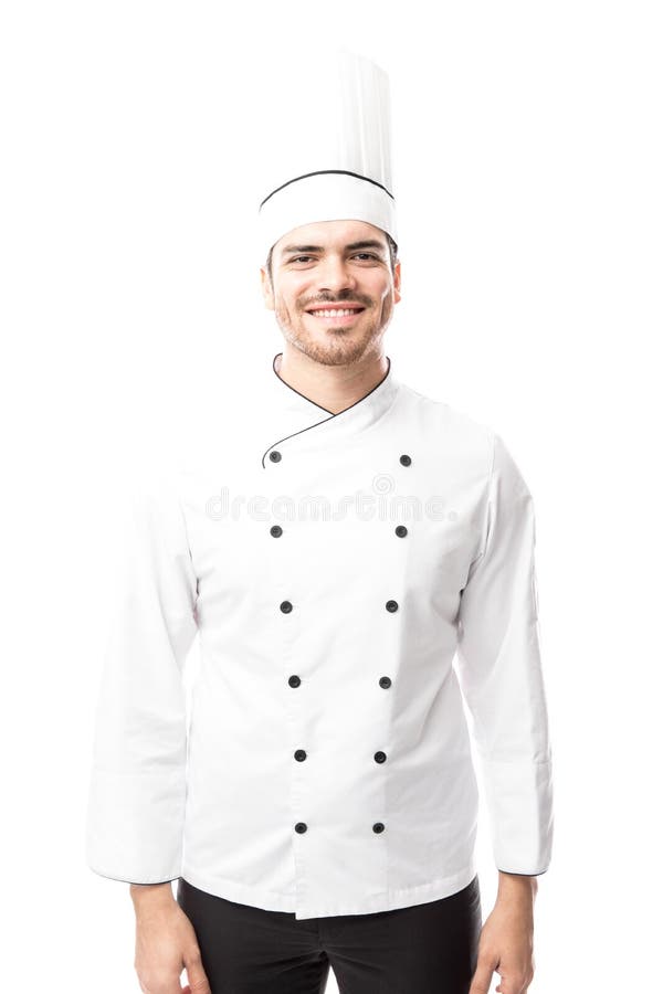 Gelukkige mannelijke chef-kok klaar te koken stock afbeeldingen Gelukkige mannelijke chef-kok klaar te koken stock afbeeldingen