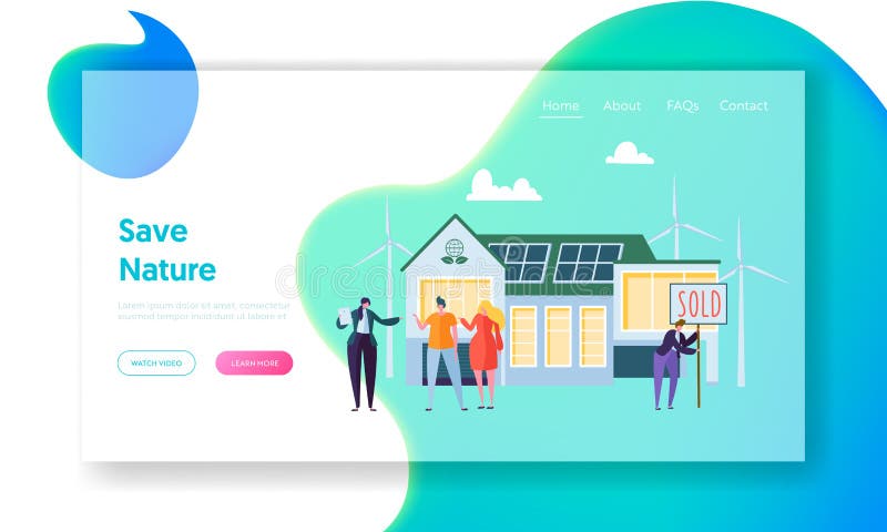 Gelukkige Mensen die Nieuw Huis kopen Makelaar in onroerend goed Communicate met Cliënten Het Conceptenlandingspagina van het Eco royalty-vrije illustratie Gelukkige Mensen die Nieuw Huis kopen Makelaar in onroerend goed Communicate met Cliënten Het Conceptenlandingspagina van het Eco royalty-vrije illustratie