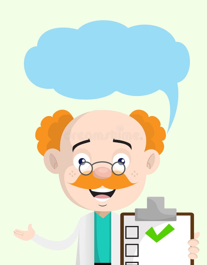Gelukkige Neuroloog Arts Showing Medical Report met Toespraakbel stock illustratie Gelukkige Neuroloog Arts Showing Medical Report met Toespraakbel stock illustratie