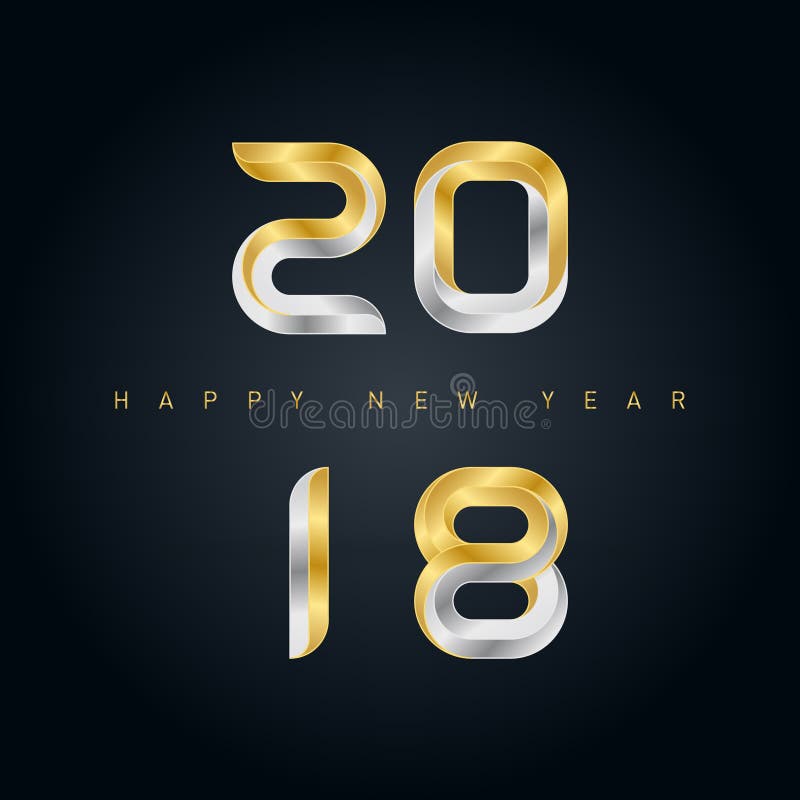 Gelukkige nieuwe jaar 2018 vectorachtergrond met 3d gouden en zilveren le vector illustratie Gelukkige nieuwe jaar 2018 vectorachtergrond met 3d gouden en zilveren le vector illustratie