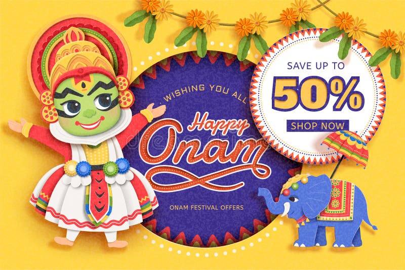 Gelukkige Onam-festivalverkoop vector illustratie Gelukkige Onam-festivalverkoop vector illustratie