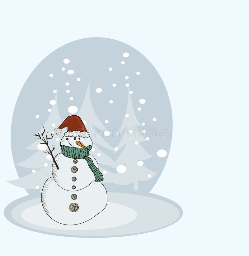 Gelukkige sneeuwman, Kerstmiskaart stock illustratie Gelukkige sneeuwman, Kerstmiskaart stock illustratie