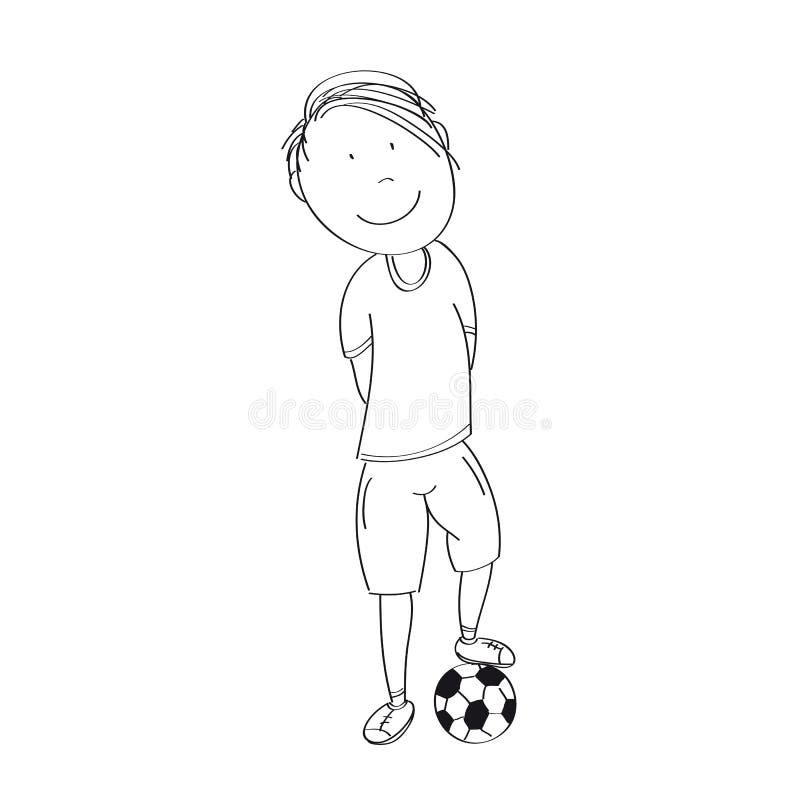 Gelukkige tiener met bal, klaar om voetbal/voetbal te spelen - o royalty-vrije illustratie Gelukkige tiener met bal, klaar om voetbal/voetbal te spelen - o royalty-vrije illustratie