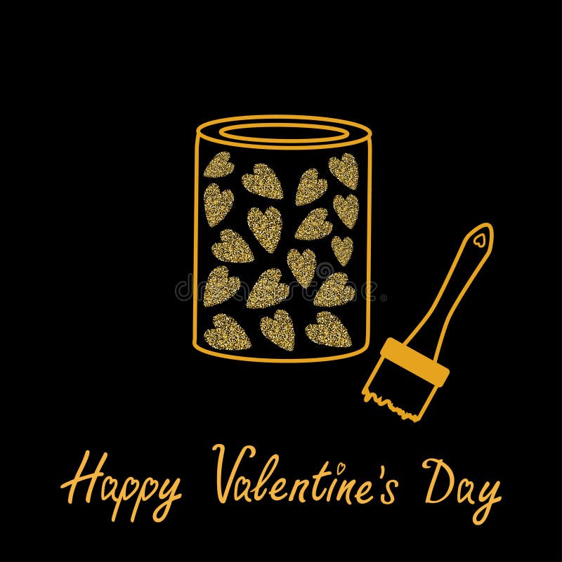 Gelukkige valentijnskaartendag De kaart van de liefde Verf met binnen harten borstel De gouden fonkelingen schitteren textuur Zwa vector illustratie Gelukkige valentijnskaartendag De kaart van de liefde Verf met binnen harten borstel De gouden fonkelingen schitteren textuur Zwa vector illustratie