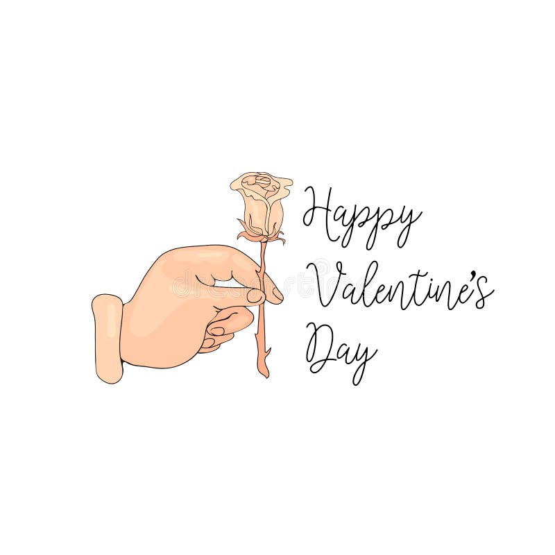 Gelukkige valentijnskaartendag De vectorkrabbelhand en nam toe royalty-vrije illustratie Gelukkige valentijnskaartendag De vectorkrabbelhand en nam toe royalty-vrije illustratie