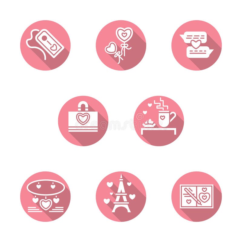 Gelukkige Valentijnskaartendag om roze pictogrammen stock illustratie Gelukkige Valentijnskaartendag om roze pictogrammen stock illustratie