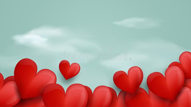 Gelukkige valentijnskaartendag Rode harten en zachte blauwe achtergrond vector illustratie Gelukkige valentijnskaartendag Rode harten en zachte blauwe achtergrond vector illustratie