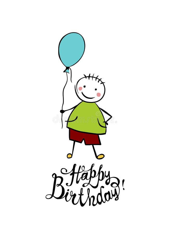 Verjaardag Jongen Met Ballon Vector Illustratie - Illustration of geïsoleerd: 132748054