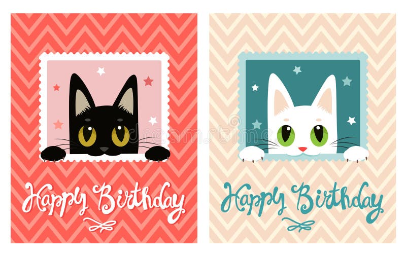 Gelukkige verjaardagskaart Gelukkige verjaardagskaart met leuke kat De kaart van de groet