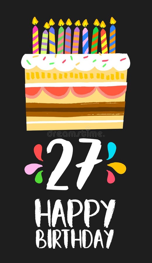 Gelukkige Verjaardagskaart 27 zevenentwintig jaarcake stock illustratie Gelukkige Verjaardagskaart 27 zevenentwintig jaarcake stock illustratie