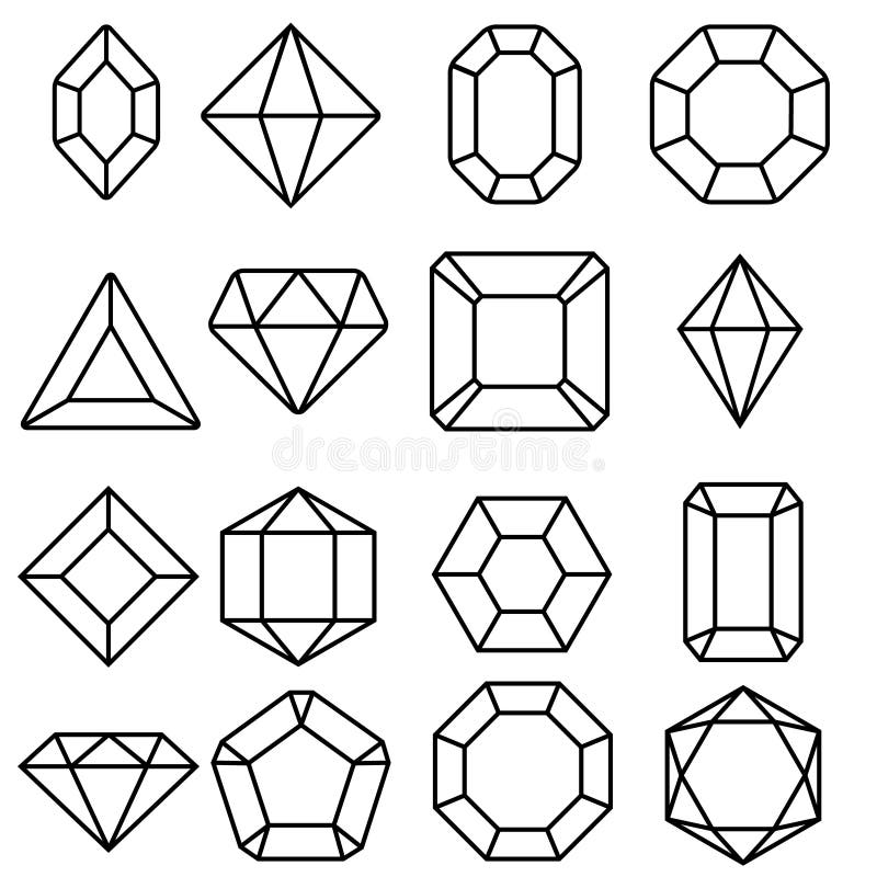 Illustration Set Of Pink Gems Of Different Cuts And Shapes Royalty