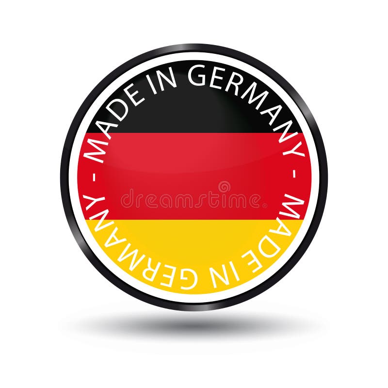 Gemaakt in de Glanzende Knoop van Duitsland - VectordieIllustratie - op Wit wordt geïsoleerd stock illustratie Gemaakt in de Glanzende Knoop van Duitsland - VectordieIllustratie - op Wit wordt geïsoleerd stock illustratie