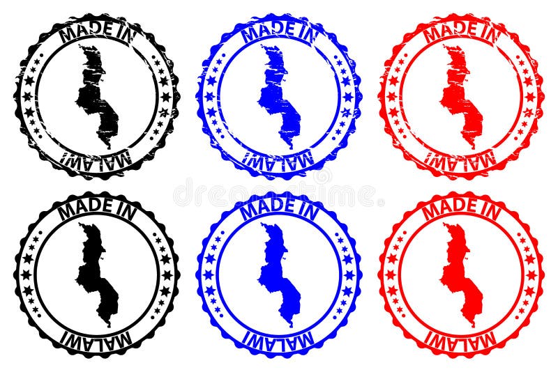 Gemaakt in de rubberzegel van Malawi royalty-vrije illustratie
