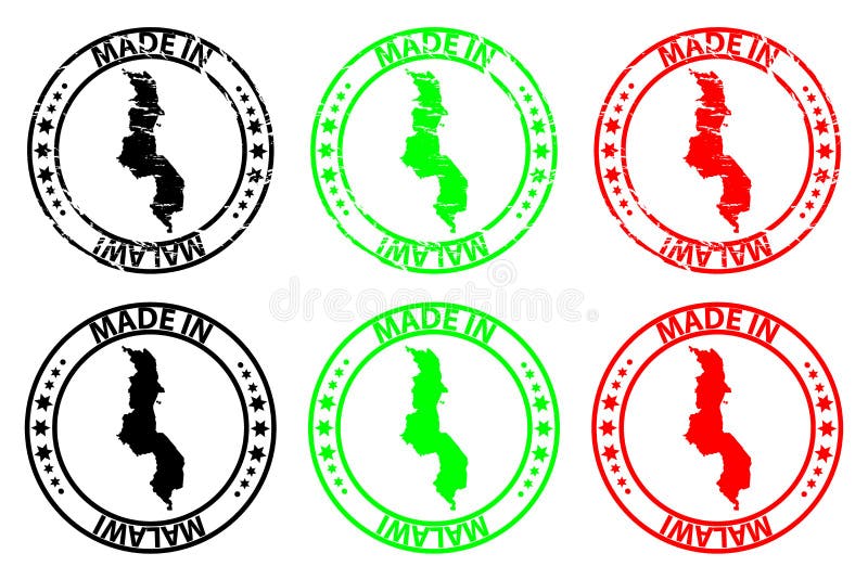 Gemaakt in de rubberzegel van Malawi stock illustratie