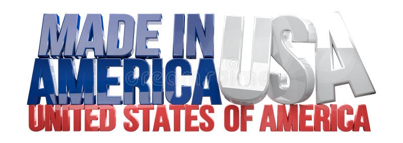Gemaakt in de V.S. 3D geven de Verenigde Staten van Amerika terug stock illustratie Gemaakt in de V.S. 3D geven de Verenigde Staten van Amerika terug stock illustratie