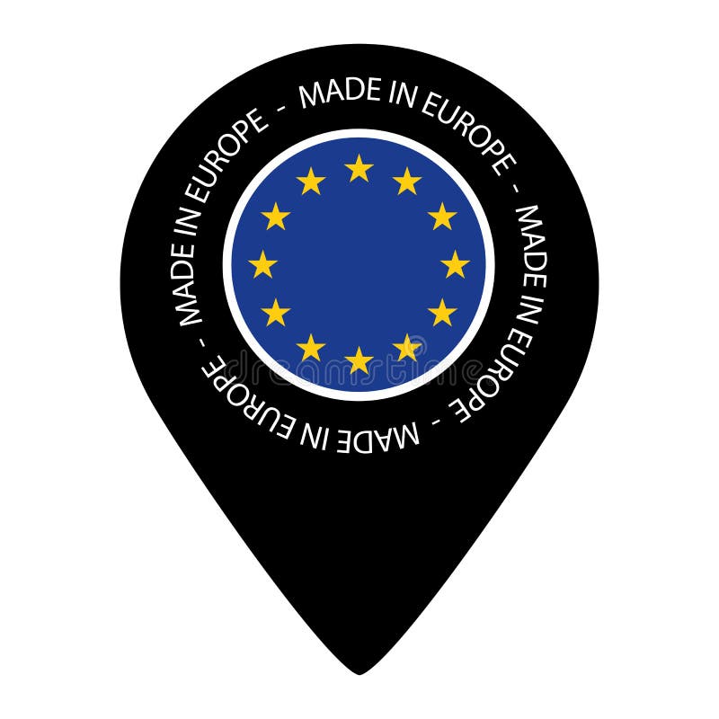 Gemaakt in Europa - de Vlag van de Kaartwijzer - VectordieIllustratie - op Wit wordt geïsoleerd vector illustratie Gemaakt in Europa - de Vlag van de Kaartwijzer - VectordieIllustratie - op Wit wordt geïsoleerd vector illustratie