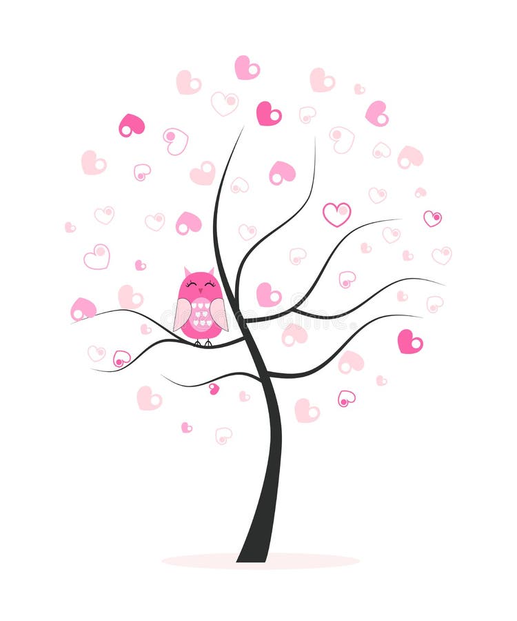 Gemaakt van hartenboom met uil vectorachtergrond stock illustratie Gemaakt van hartenboom met uil vectorachtergrond stock illustratie