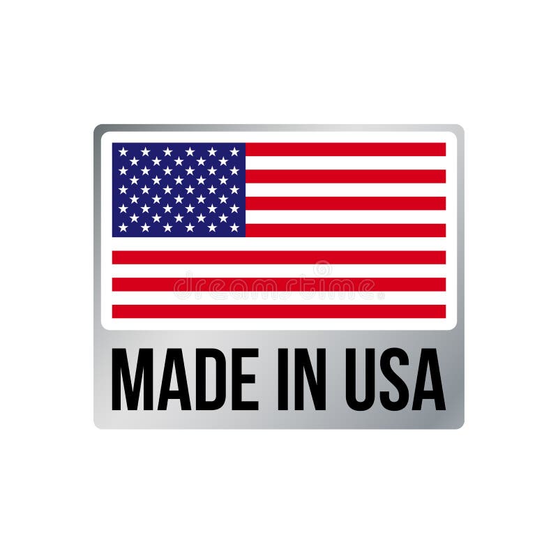 Gemaakt in van het het kaderpictogram van de V.S. de zilveren vector Amerikaanse vlag stock illustratie Gemaakt in van het het kaderpictogram van de V.S. de zilveren vector Amerikaanse vlag stock illustratie
