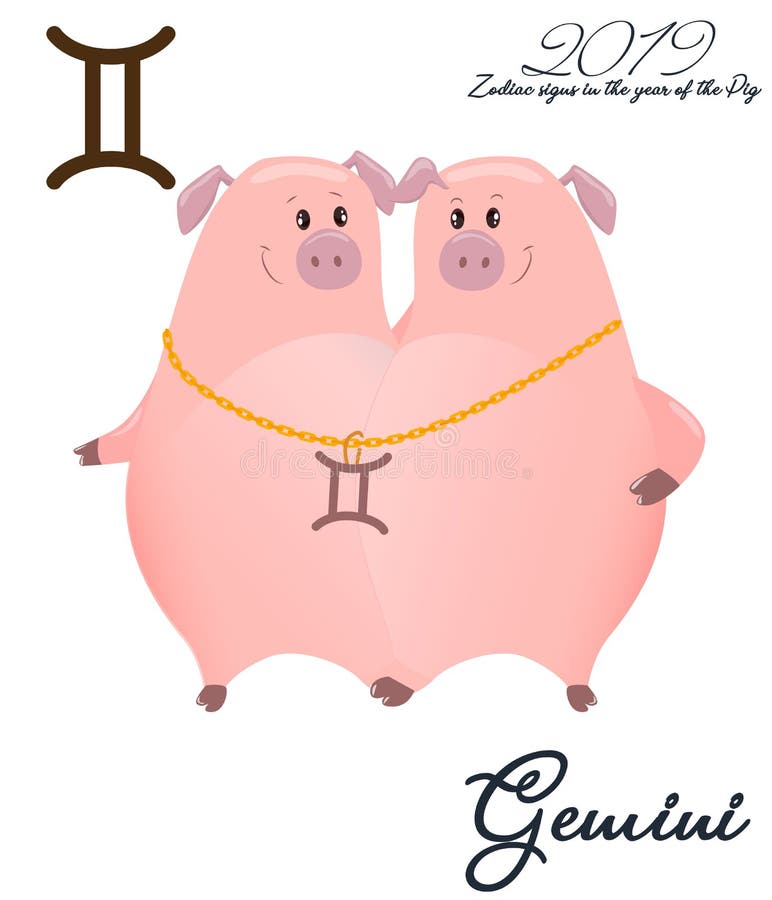 Gemelli del segno dello zodiaco 2019 anni del MAIALE Due gemelli dei porcellini Oroscopo divertente Animale sveglio Illustrazione illustrazione di stock Gemelli del segno dello zodiaco 2019 anni del MAIALE Due gemelli dei porcellini Oroscopo divertente Animale sveglio Illustrazione illustrazione di stock