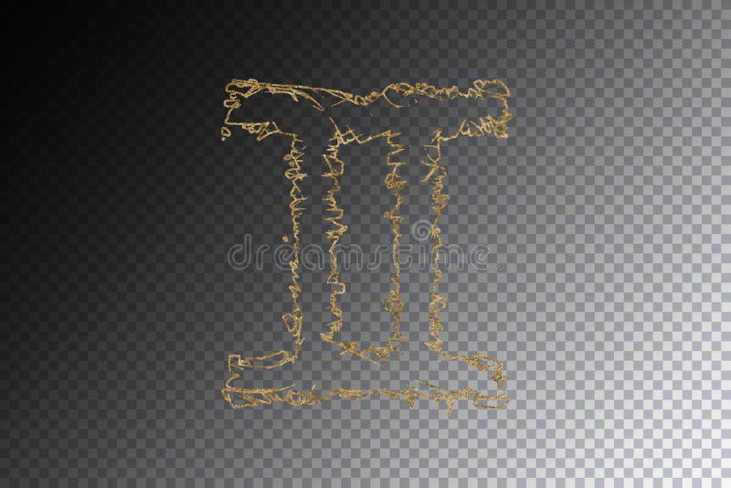 Gemini Zodiac Sign, Gold Symbol, Clipping Path Stock Illustration ...