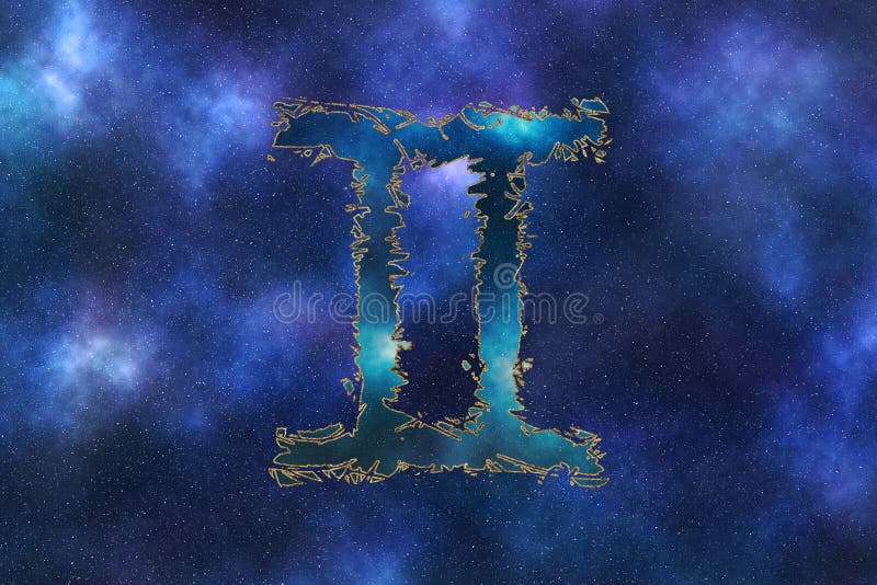 Gemini Zodiac Sign, Night Sky Background Stock Illustration ...