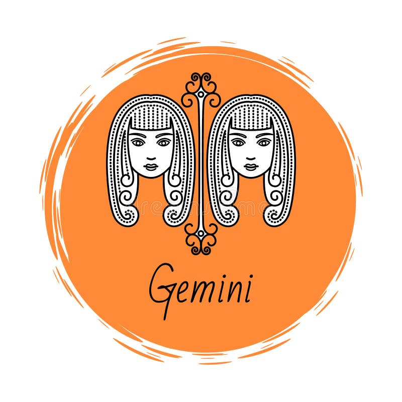 Gemini Zodiac Sign of Twins, Horoscope Astrology Stock Vector ...