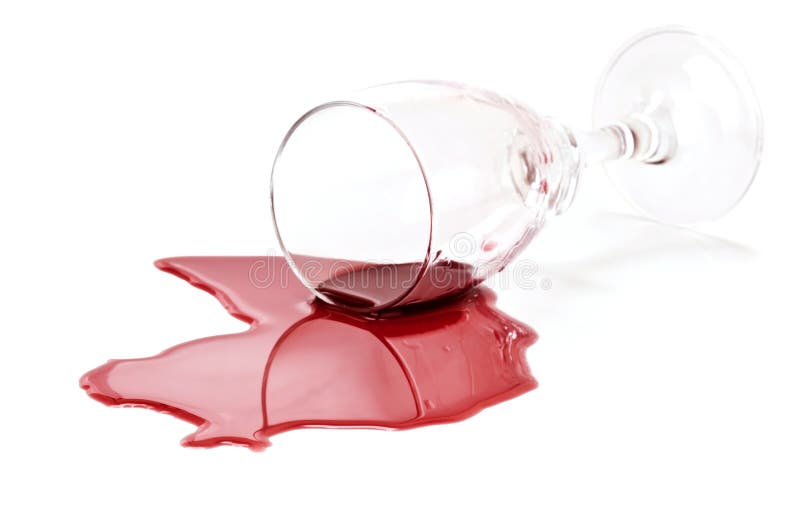 Spilled red wine glass isolated on white background. Spilled red wine glass isolated on white background