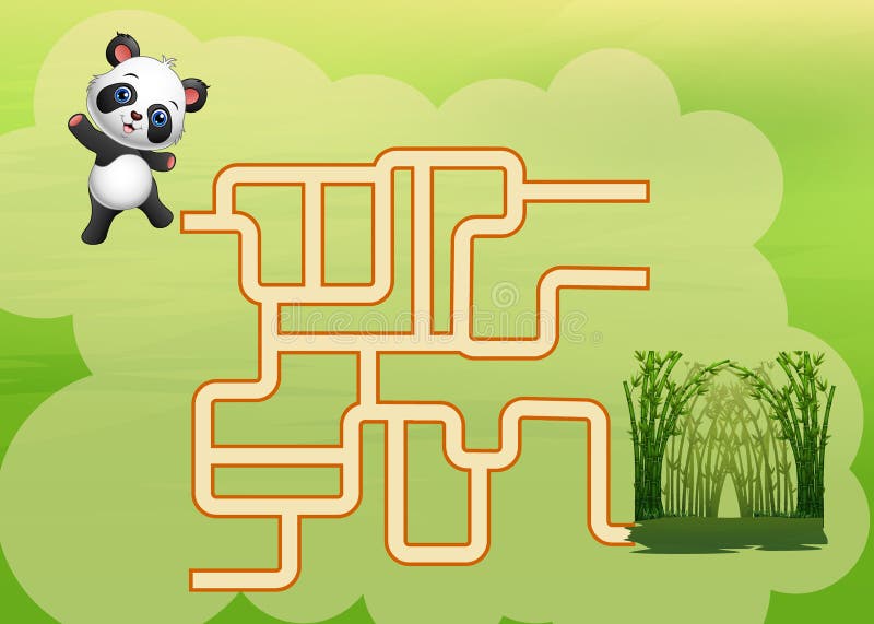 Gemowy panda labirynt znajduje ich sposób bambusowy las ilustracja wektor