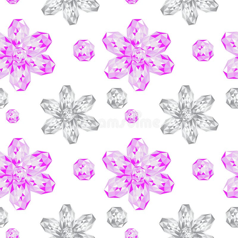 Gems Flowers Seamless PAttern Stock Illustration Illustration of