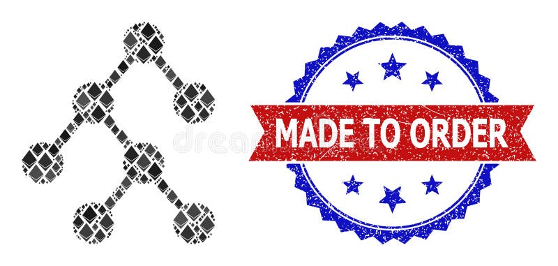 Gemstone Composition Binary Relations Icon and Textured Bicolor Made to Order Stamp royalty free illustration