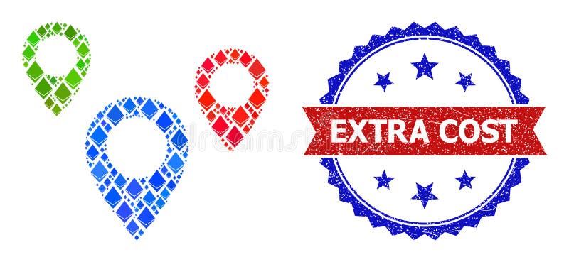 Gemstone Mosaic Map Objects Icon and Grunge Bicolor Extra Cost Watermark royalty free illustration